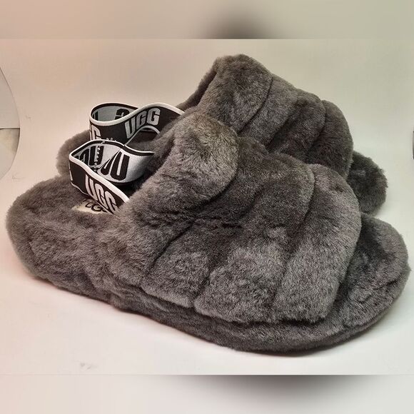 NWT UGG Charcoal Plush Women's Slippers 8 - Picture 3 of 11